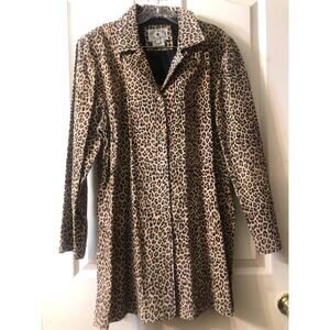 100% Suede Leopard 4 button 3/4 length jacket